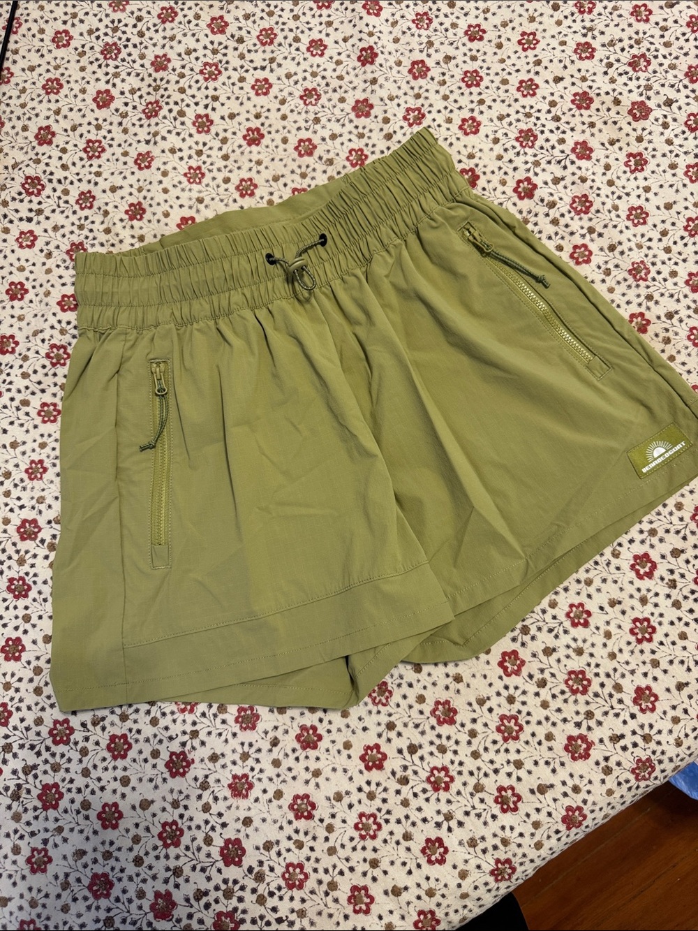 Bearded Goat Light Olive Green Women's Elastic Waist Active Shorts